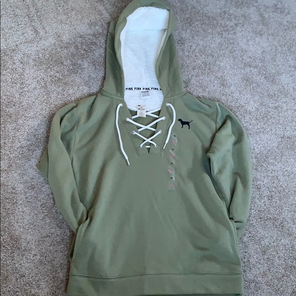 PINK Lace up pull over hoodie - Picture 6 of 9